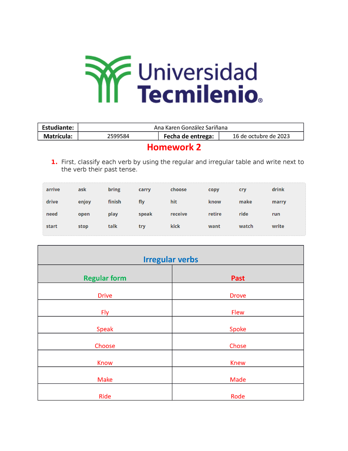 homework traducir al ingles