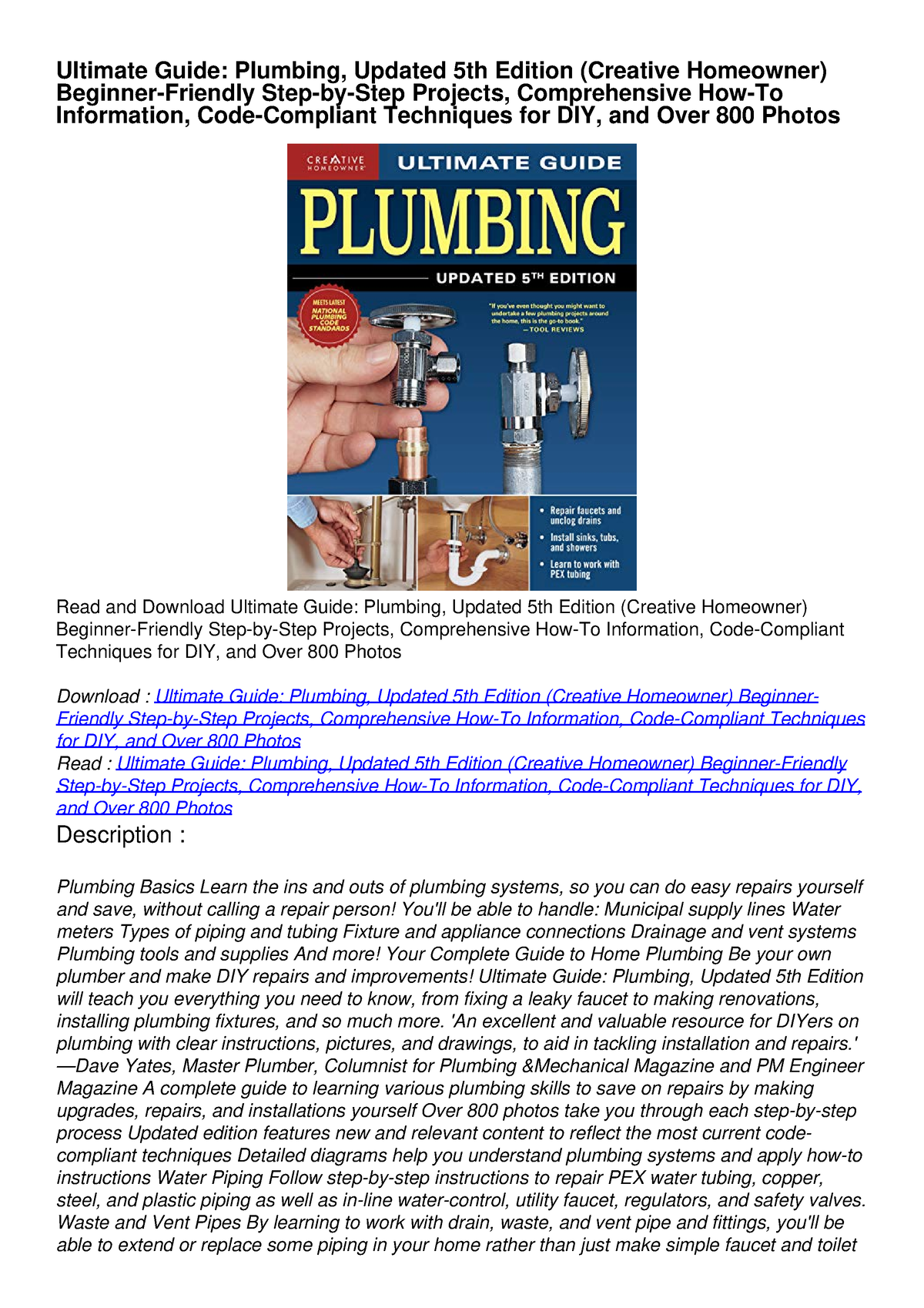 [PDF READ ONLINE] Ultimate Guide: Plumbing, Updated 5th Edition ...