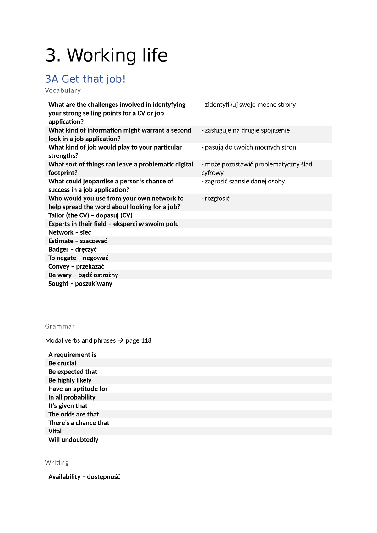 3. Working life - 3. Working life 3A Get that job! Vocabulary What are ...
