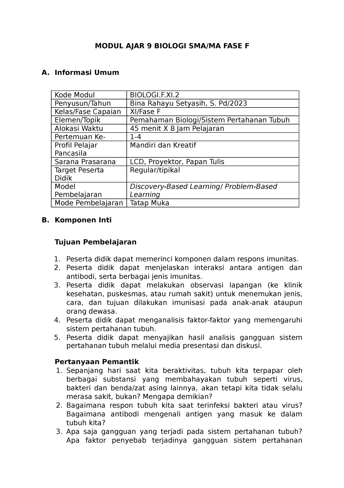 Modul AJAR Biologi SMA Kelas XI BAB 9 - MODUL AJAR 9 BIOLOGI SMA/MA ...