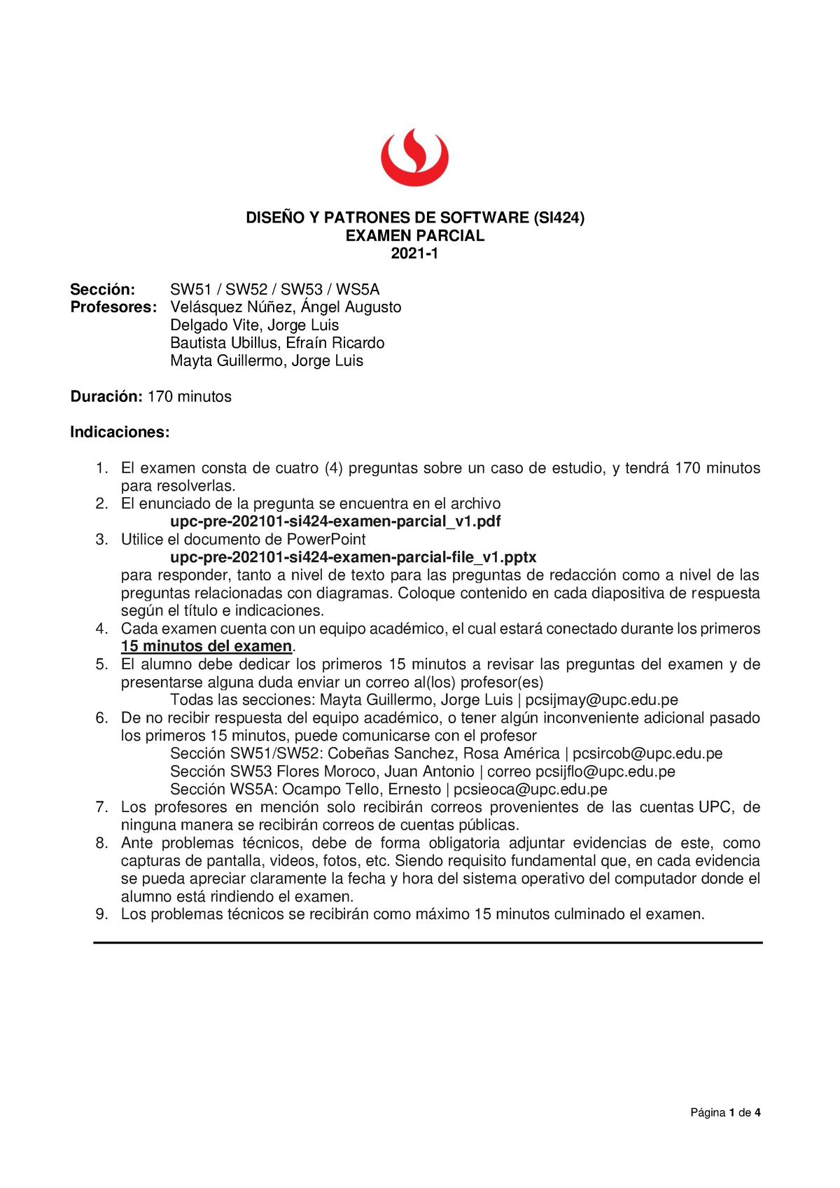 Upc pre 202101 si424 examen parcial v1 DISEÑO Y PATRONES DE SOFTWARE