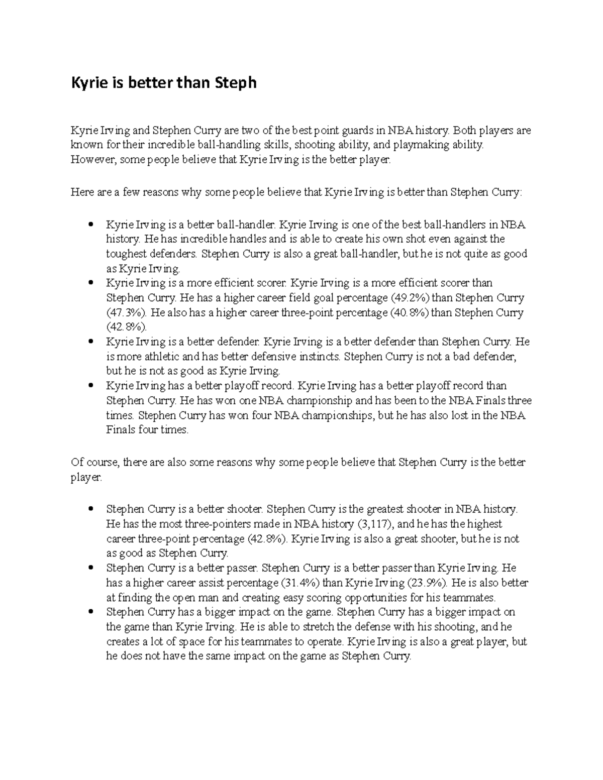 steph vs kyrie