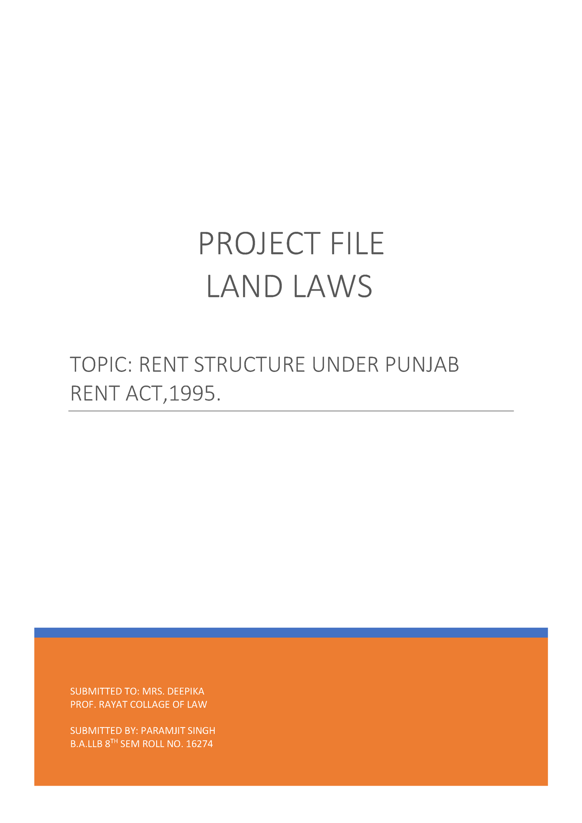 LAND LAW Project FP 2 land law notes of the the right to fair and transparency in land