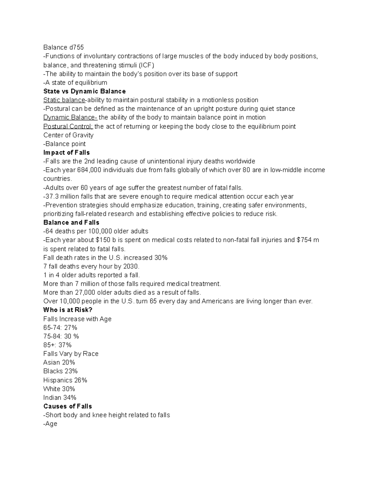 Balance Assessment Balance d Functions of involuntary contractions