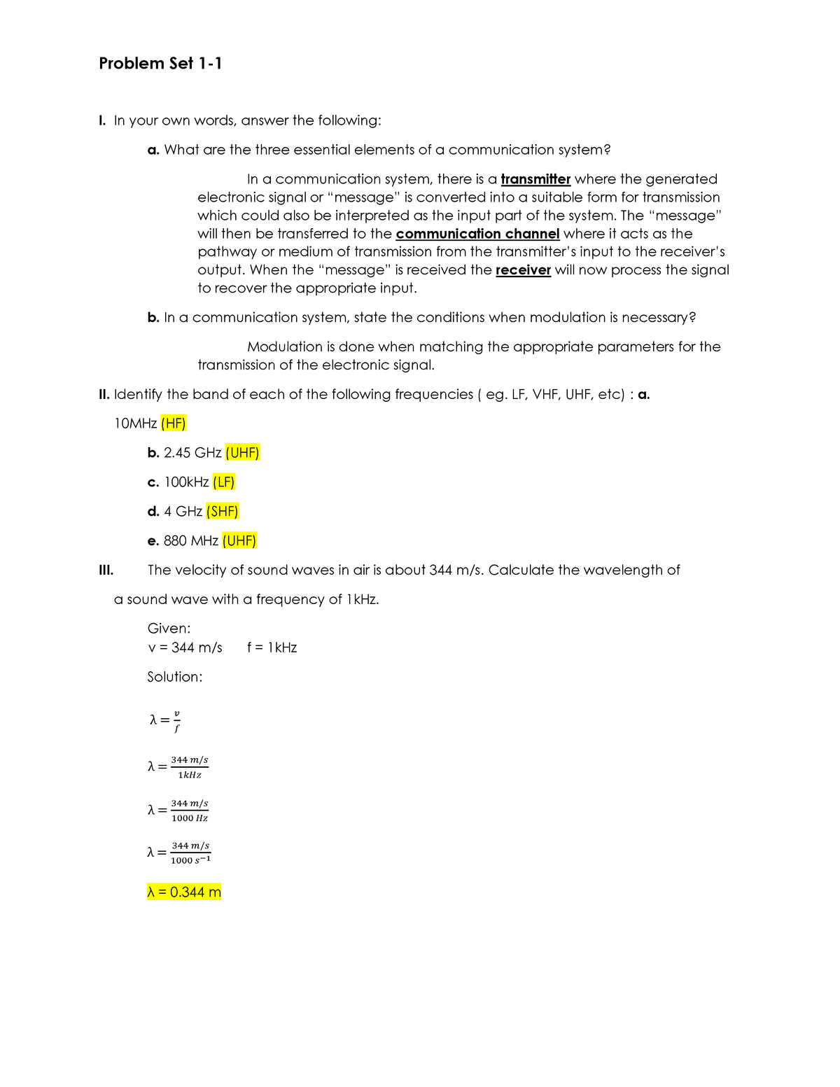 Problem SET 1 1 - Principles of Communication - PangSU - Studocu