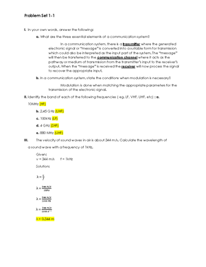 Problem SET 2 1 - Principles of Communication - PangSU - Studocu