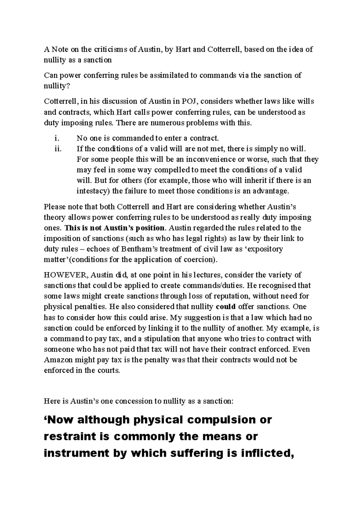 A Note On The Criticisms Of Austin Regarding Nullity As A Sanction A