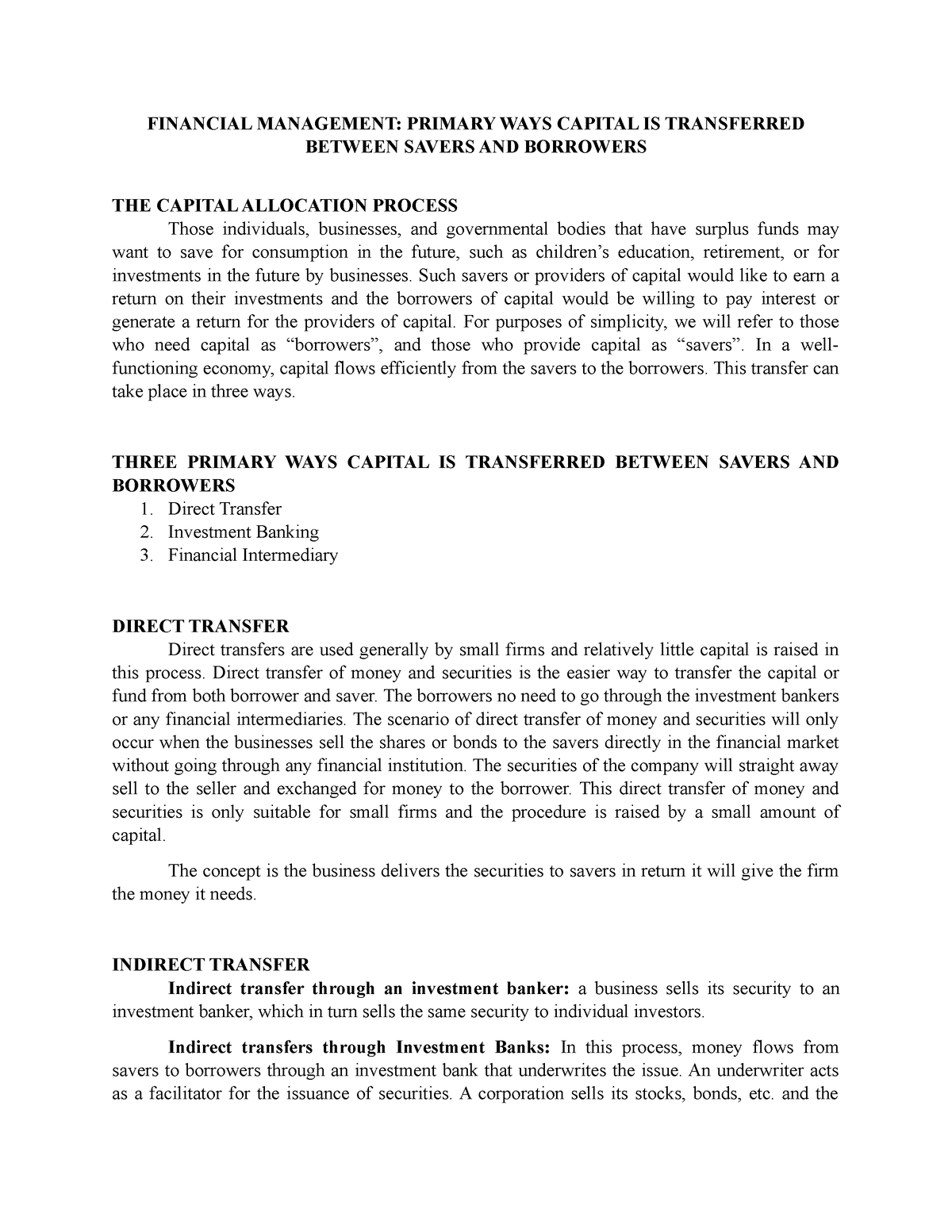 primary-ways-capital-is-transferred-between-savers-and-borrowers