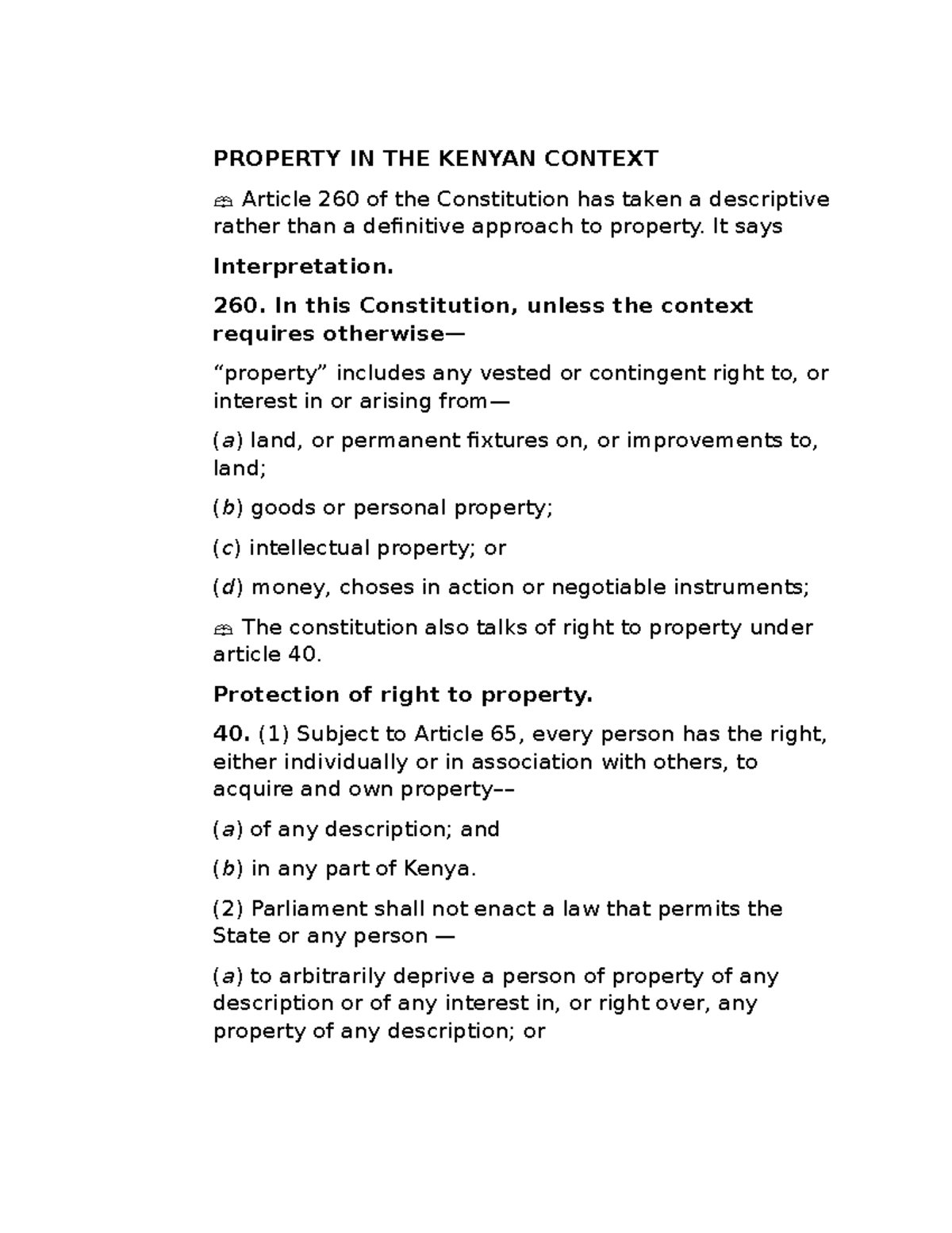 Property IN THE Kenyan Context - PROPERTY IN THE KENYAN CONTEXT Article ...