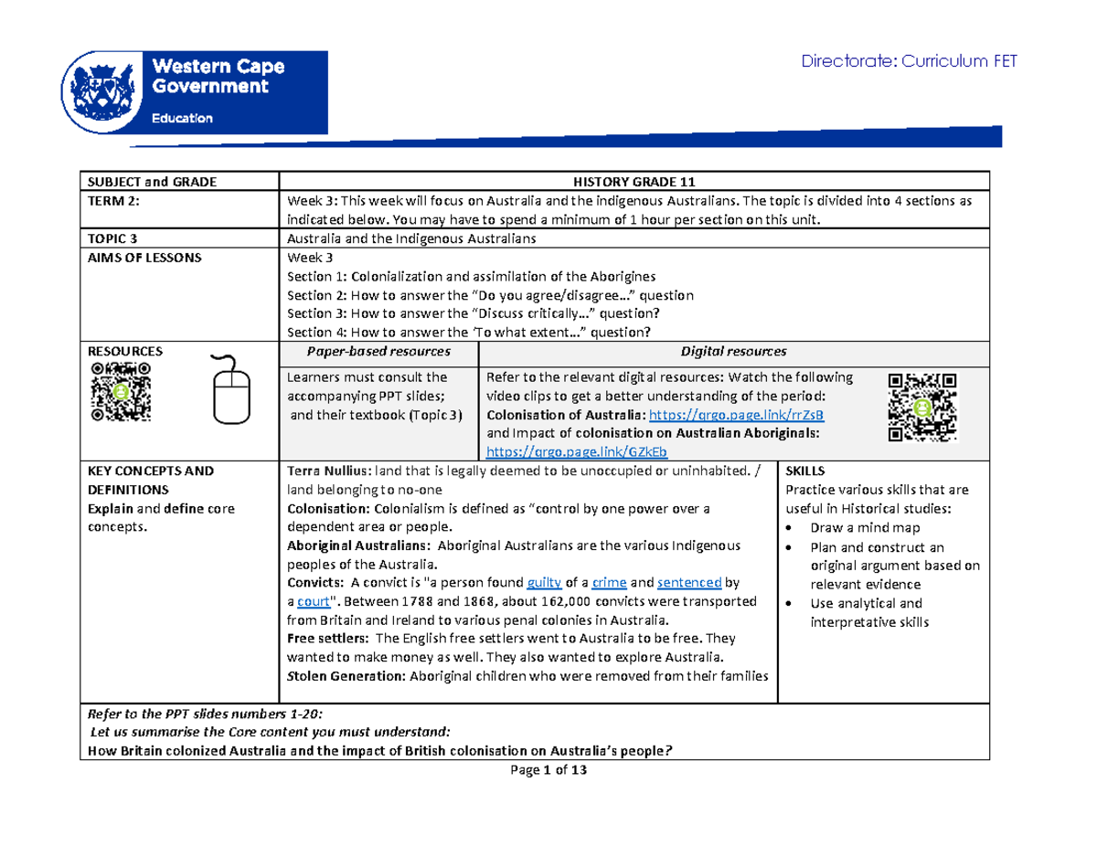 history essay grade 11 term 2