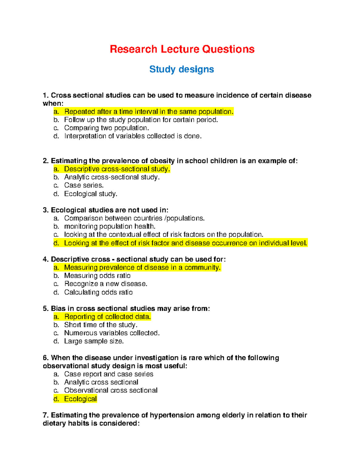 quiz on research report