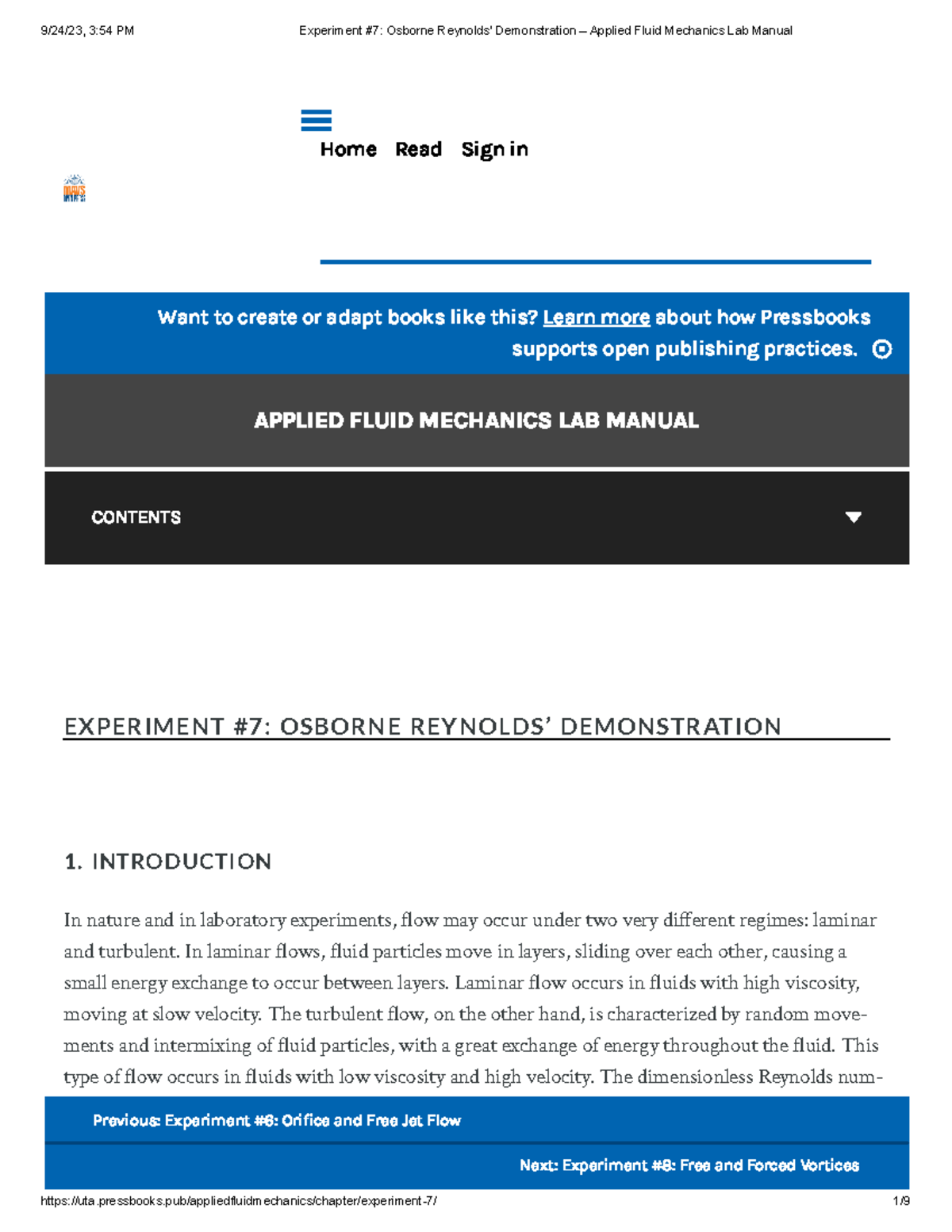 osborne reynolds experiment lab report