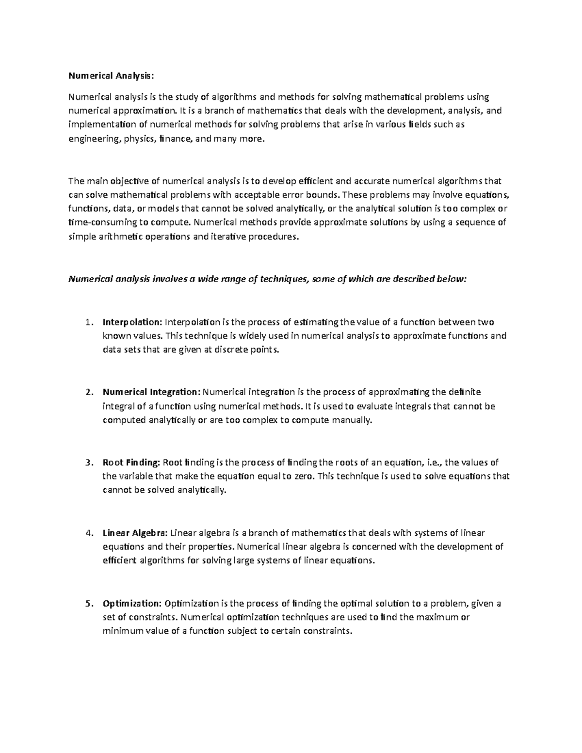 Numerical Analysis - Numerical Analysis: Numerical analysis is the ...