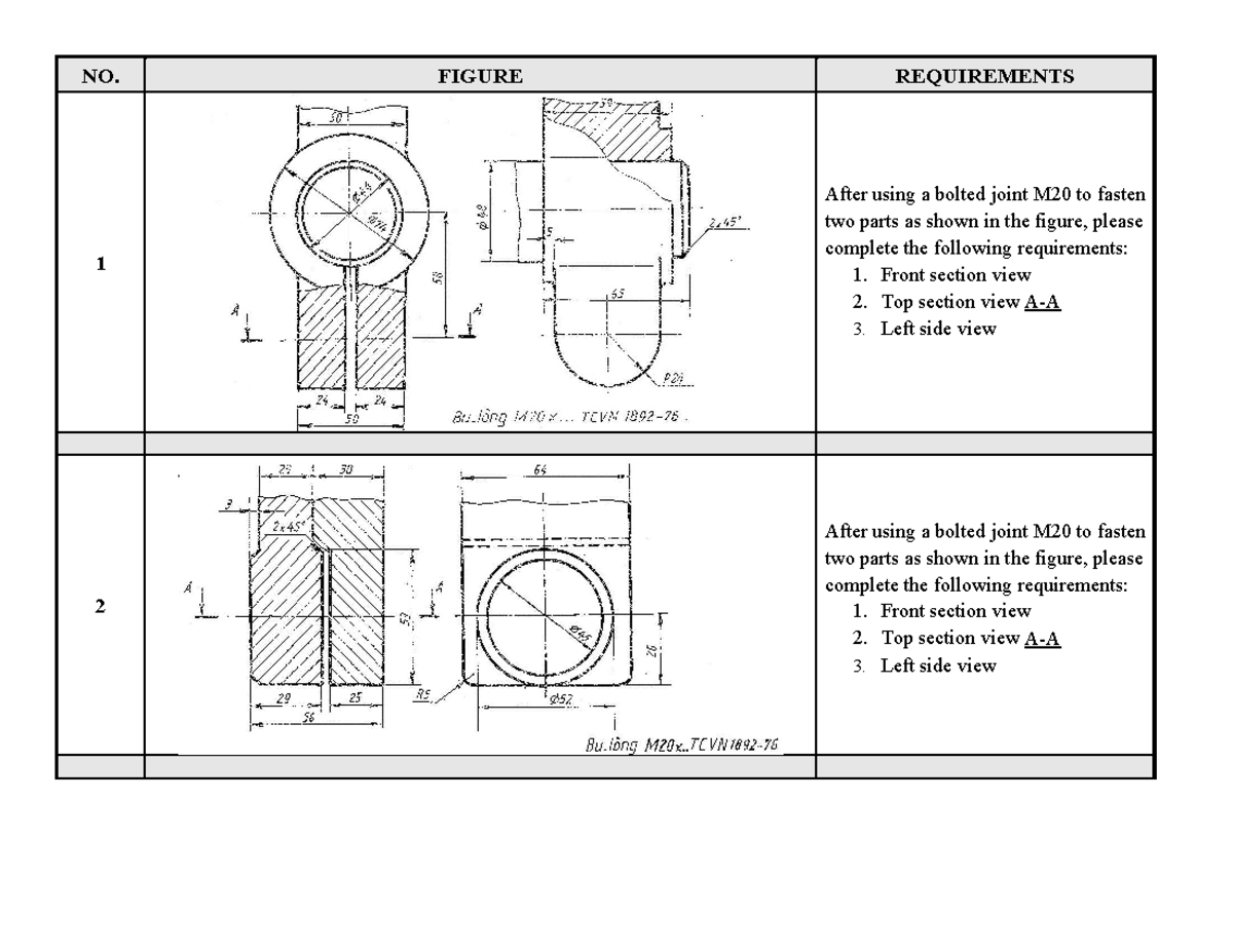 Solidworks- Tests - NO. FIGURE REQUIREMENTS 1 After using a bolted ...