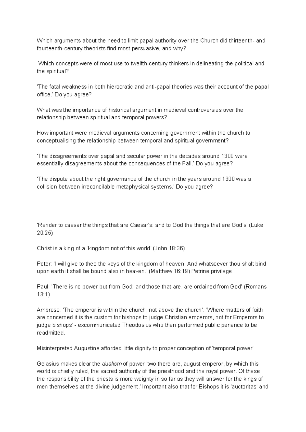 Timeline for Spiritual Temporal Debates - Which arguments about the ...