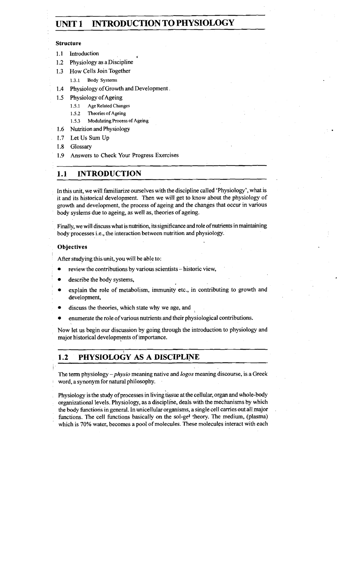 MFN-001 UNIT-1 - introduction of physiology - UNIT 1 INTRODUCTION TO ...