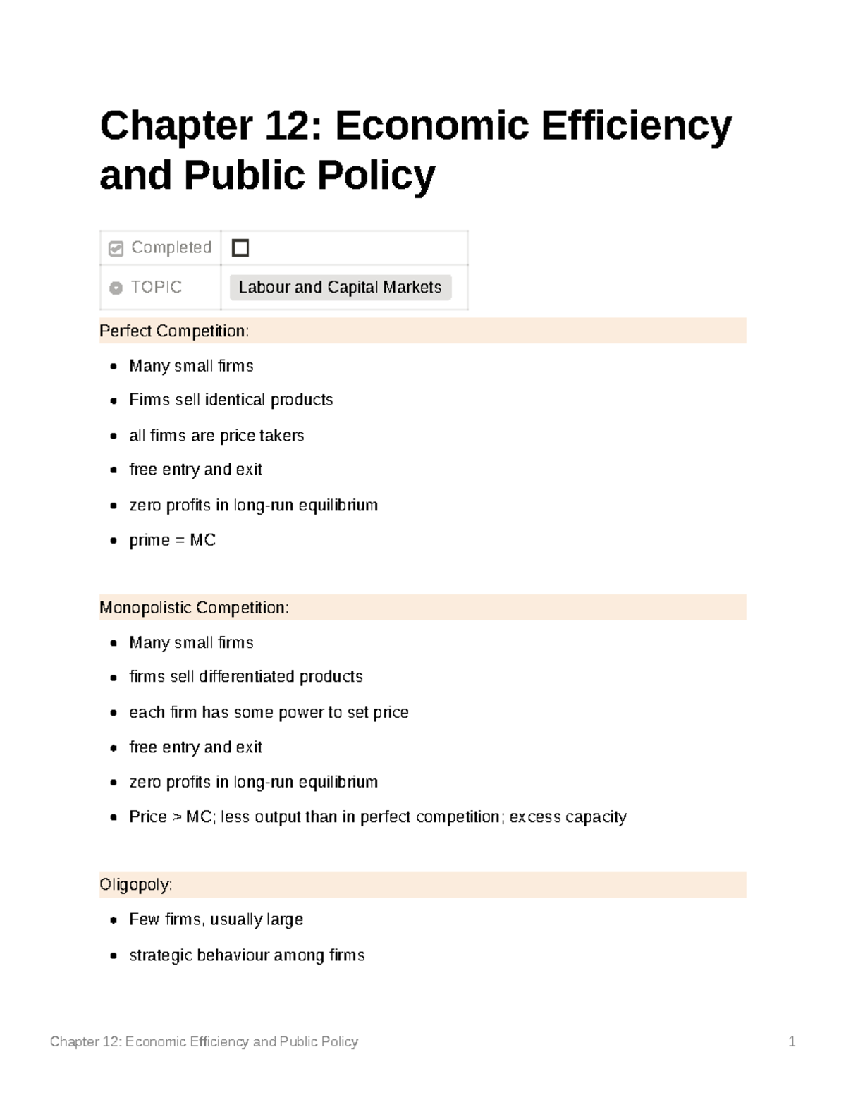 Chapter 12 Economic Efficiency And Public Policy - Chapter 12: Economic ...