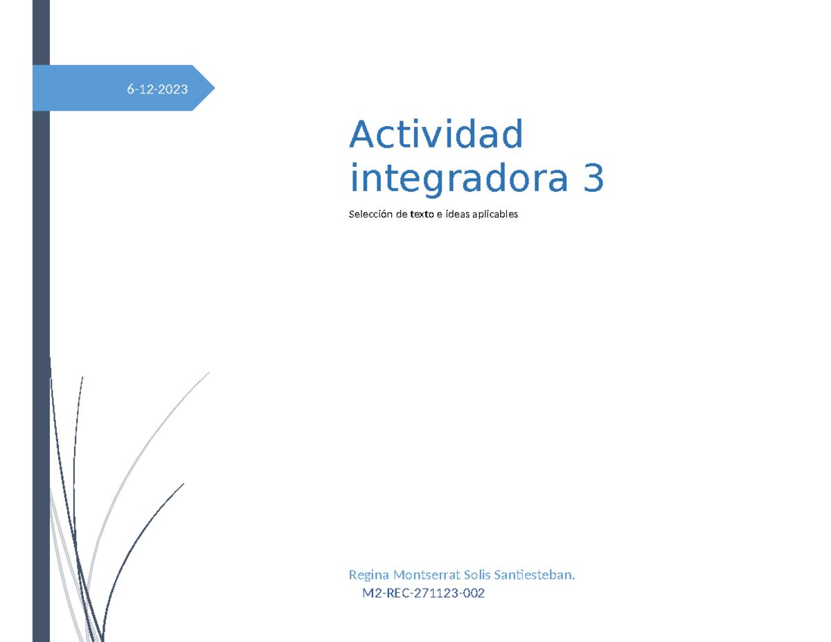Modulo 2 semana 2 ac. in. 3 - 6-12- Actividad integradora 3 Selección