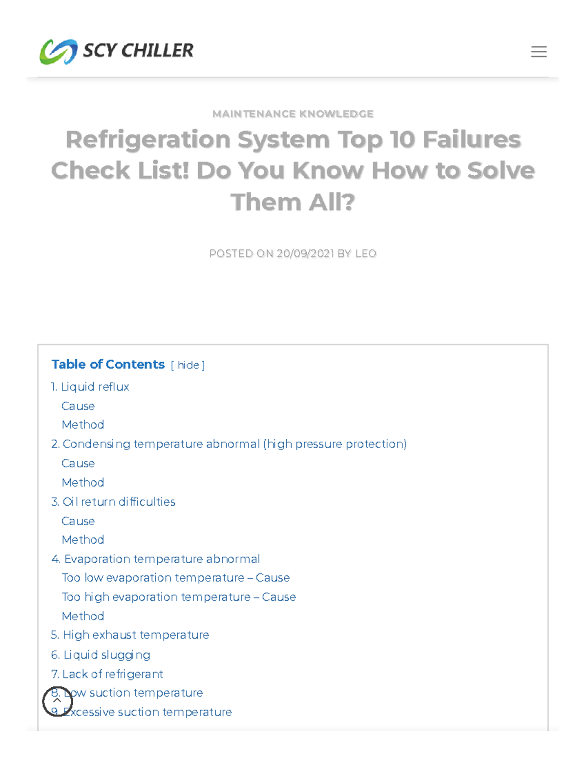 Refrigeration System Top 10 Failures Check List Do You Know How To ...