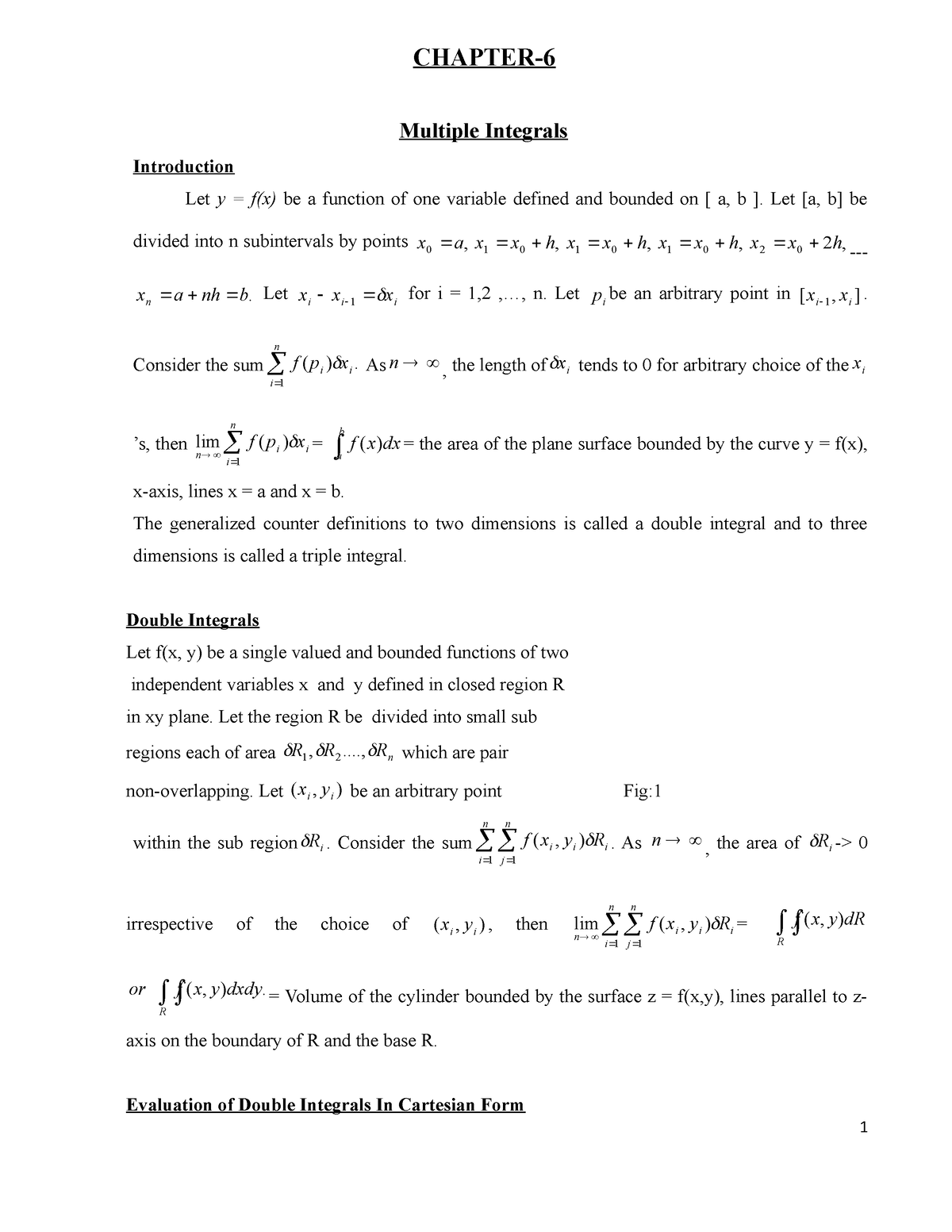 Unit-IV-Multiple Integrals - CHAPTER- Multiple Integrals Introduction ...