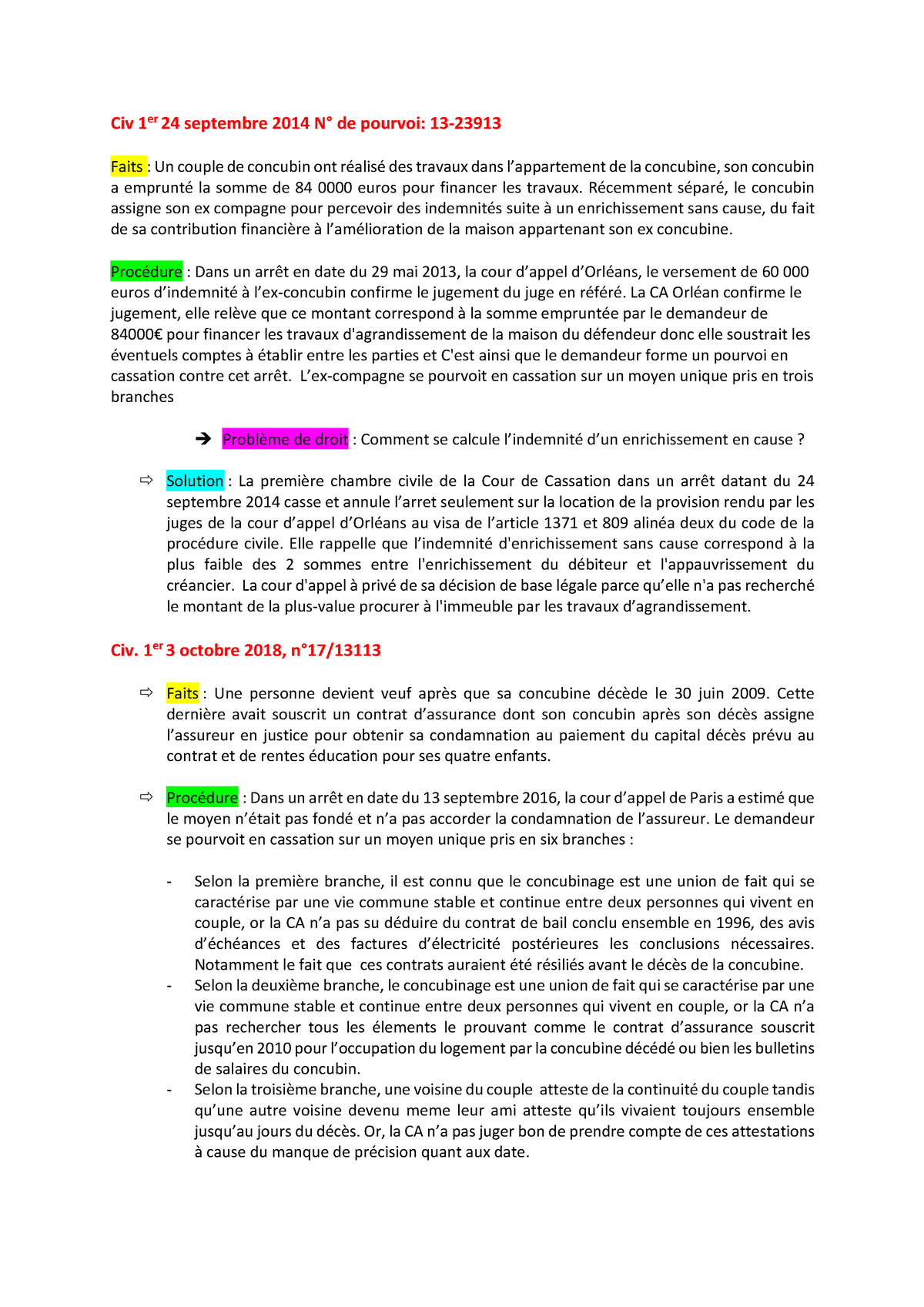 Fiche D'arret S2 - Civ 1er 24 Septembre 2014 N° De Pourvoi: 13- Faits ...