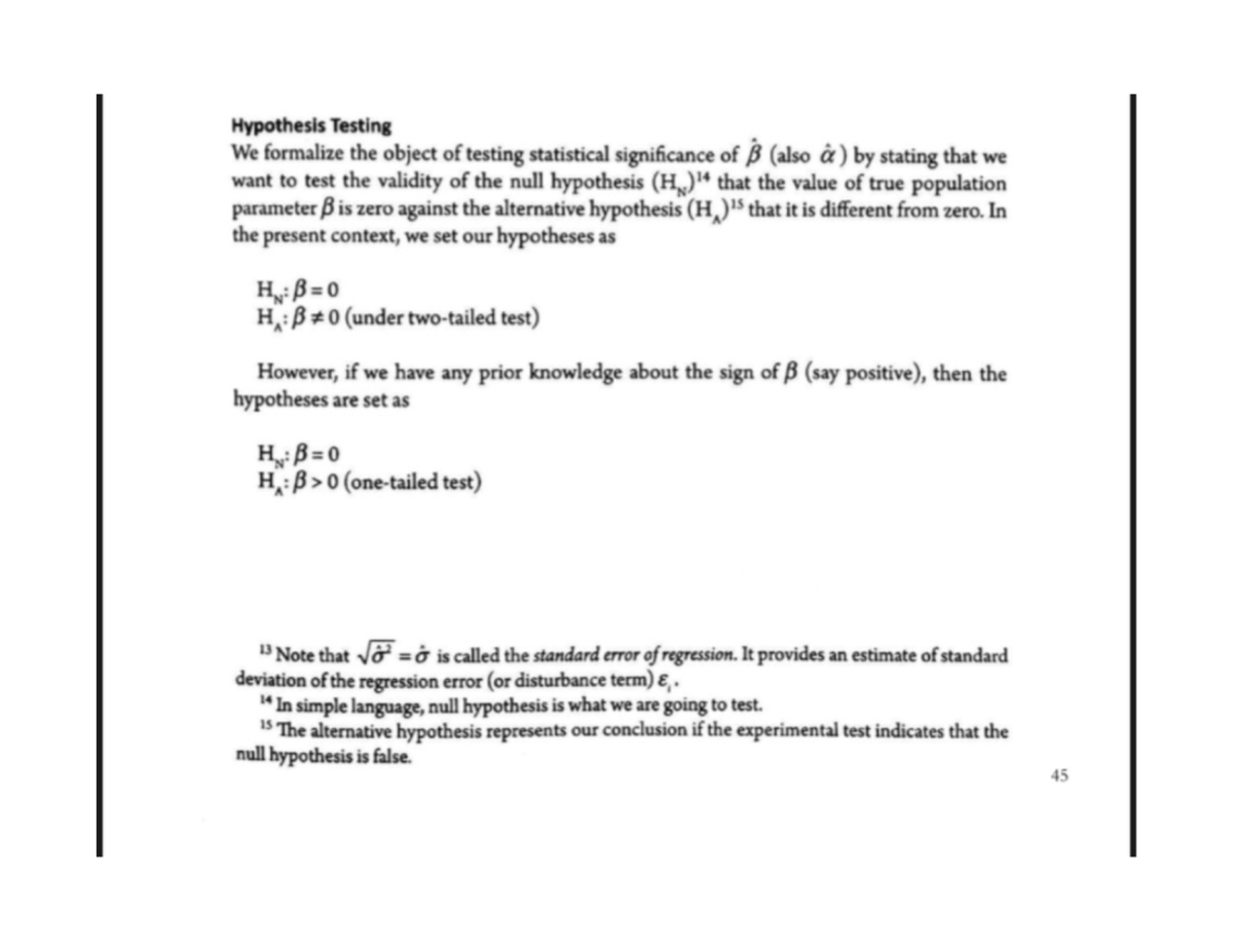 Hypothesis Testing Basic Econometric Analysis Studocu