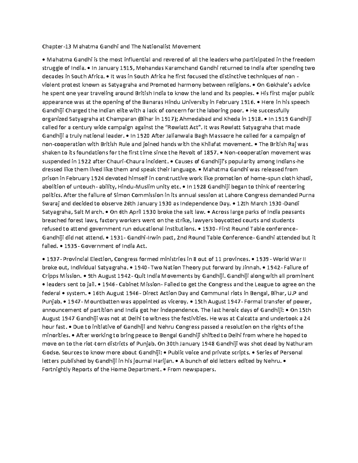 Mahatma Gandhi and The Nationalist Movement - Chapter-13 Mahatma Gandhi ...