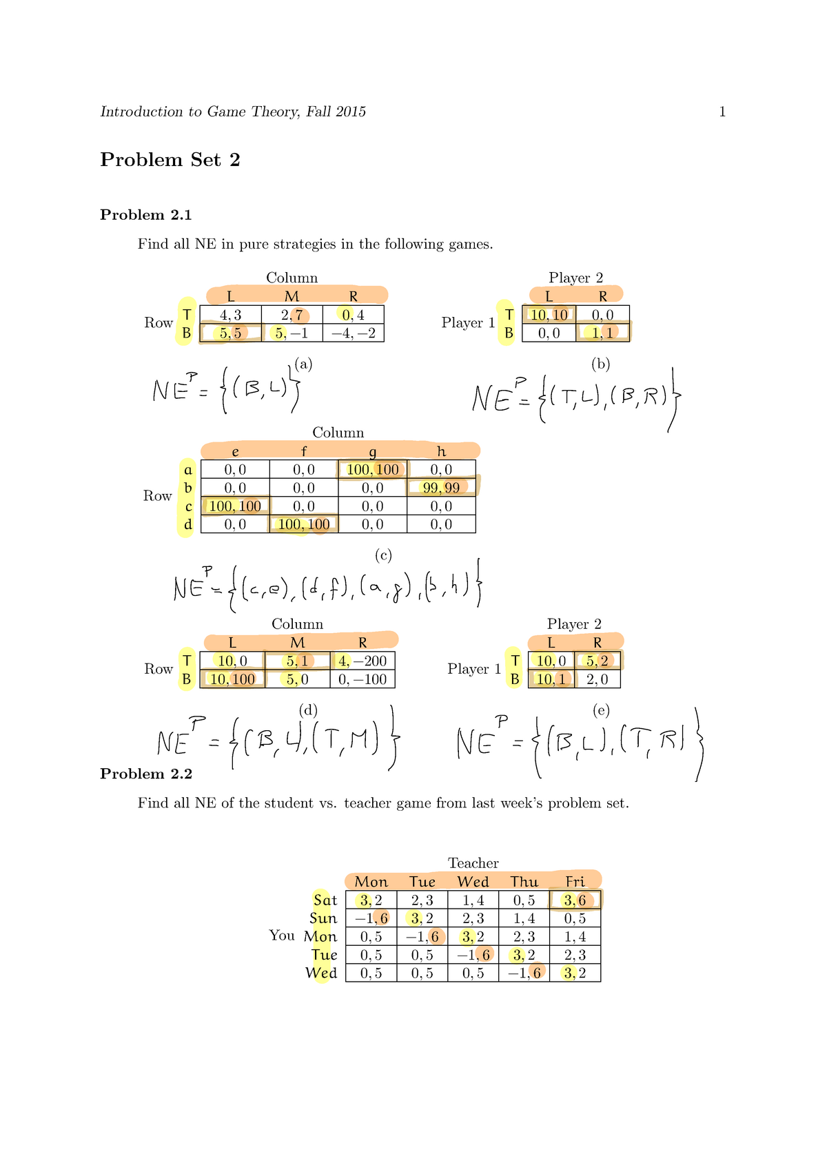 game theory assignment solutions