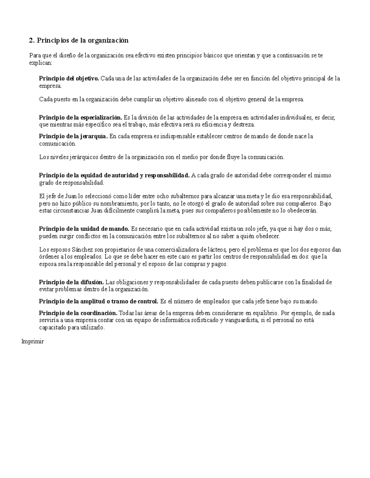 El proceso administrativo v2 Organización 33 2 Principios de la organización Para que el