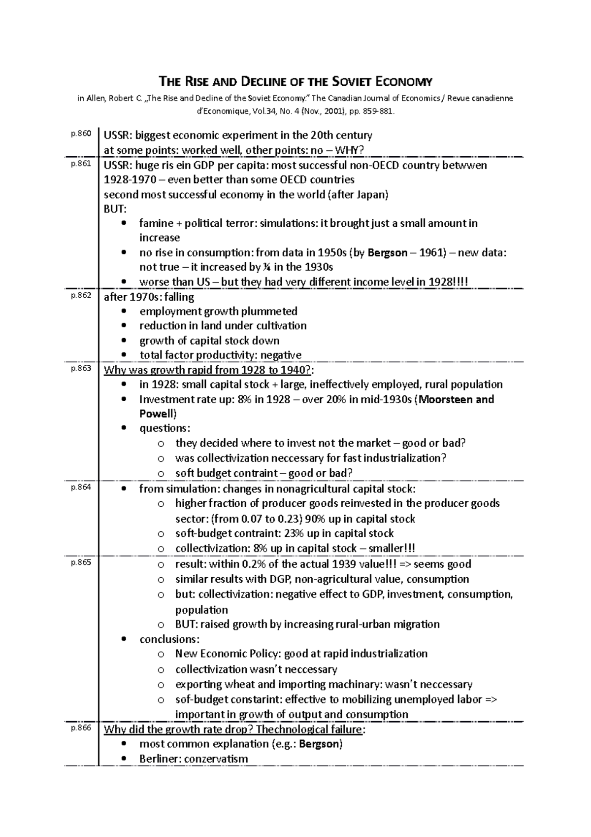Notes - The Rise and Decline of the Soviet Economy - THE RISE AND ...