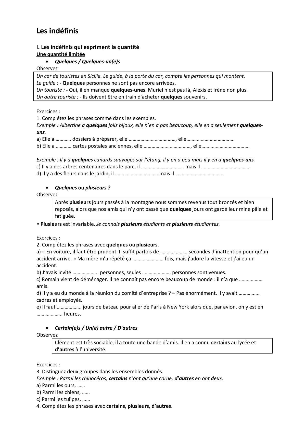 0 2 Grammaire Adj Et Pron Indefinis Studocu