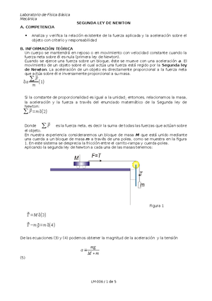 Segunda Ley de Newton - Mecánica SEGUNDA LEY DE NEWTON A. COMPETENCIA   Analiza y verifica la - Studocu