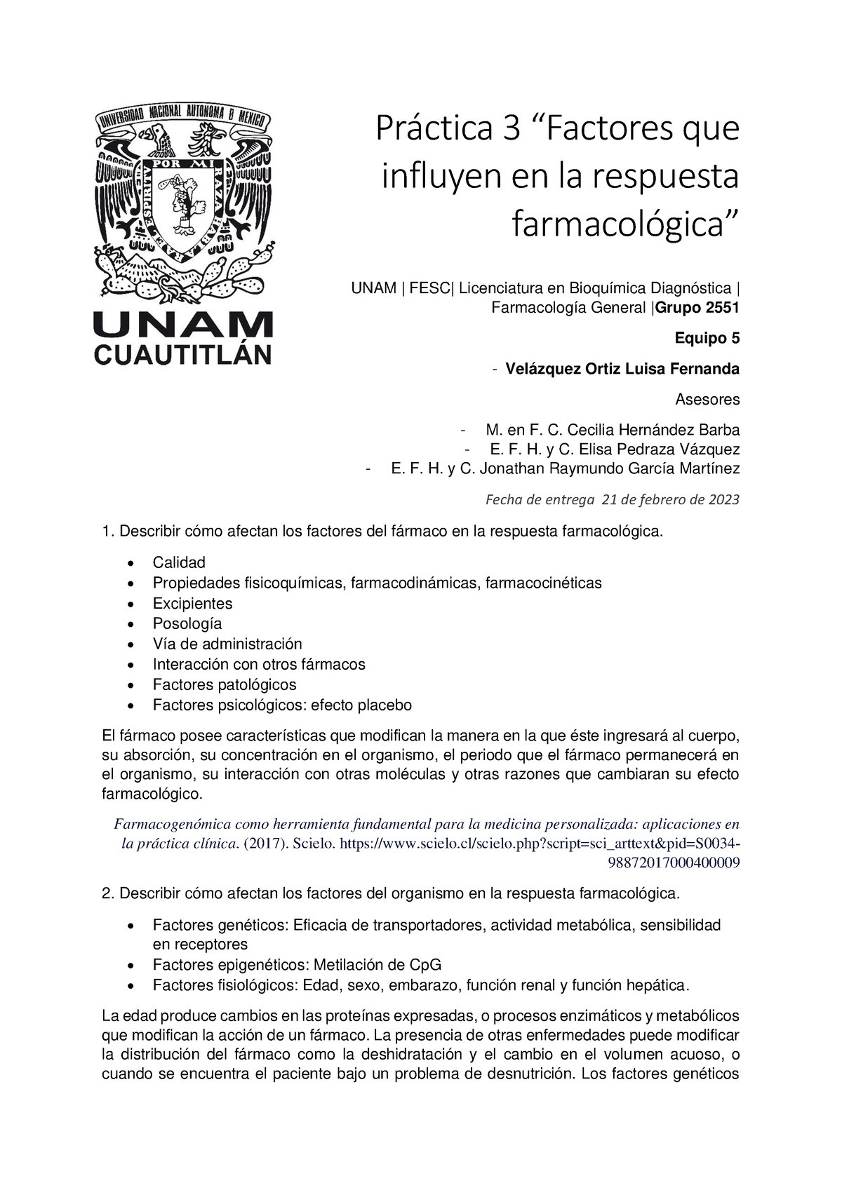 Factores Que Afectan El Efecto Farmacologico - Práctica 3 “Factores Que ...