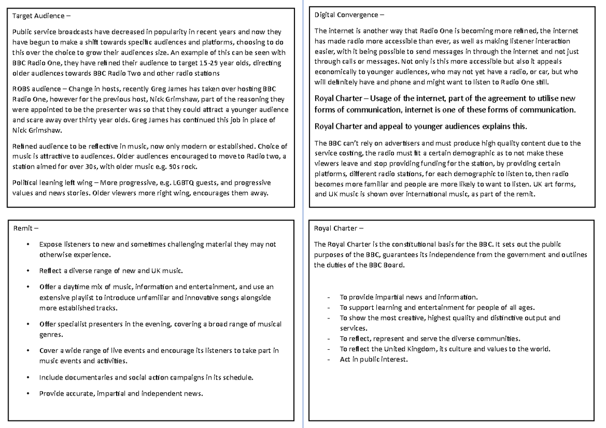 ROBS revision cards - media - Target Audience – Public service ...