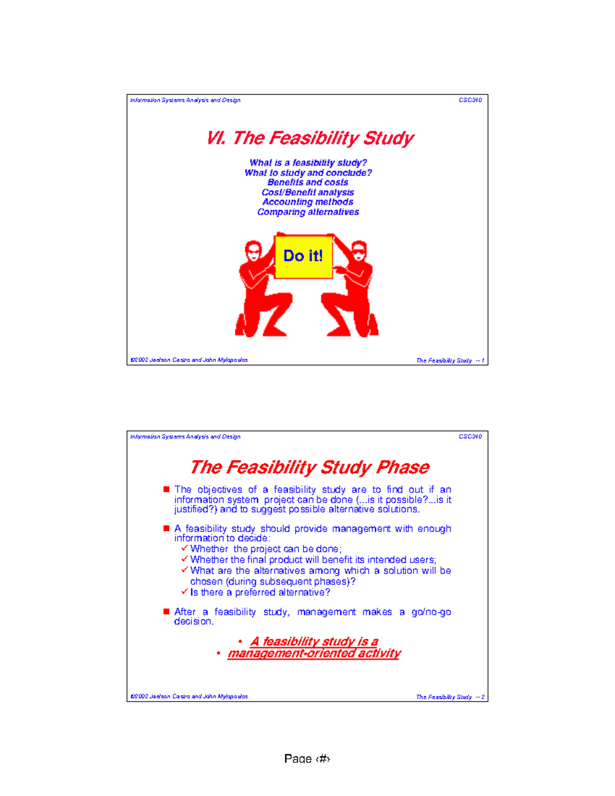 Feasibility System analysis 2002 Jaelson Castro and John Mylopoulos