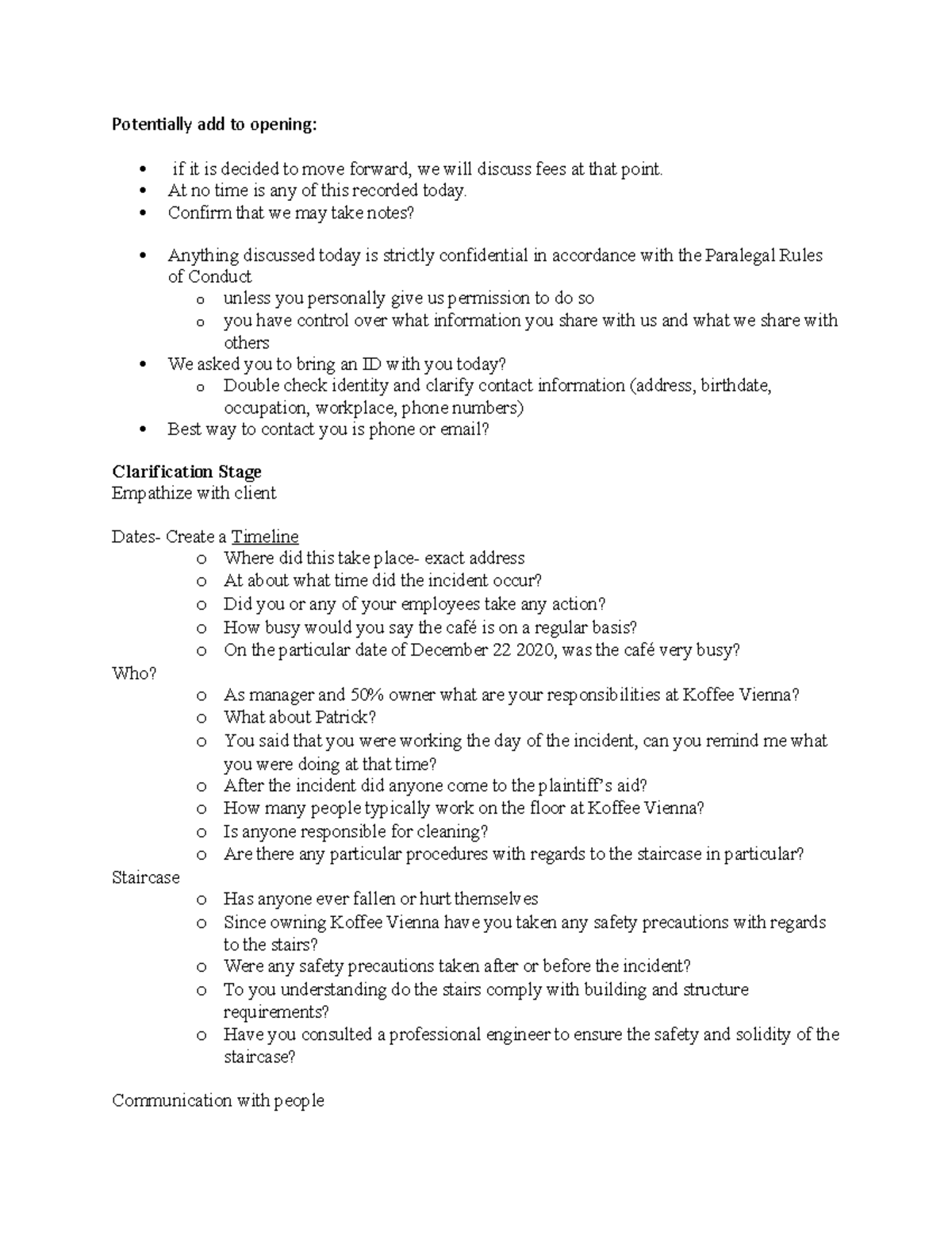 intake client interview template - Potentially add to opening: if it is ...