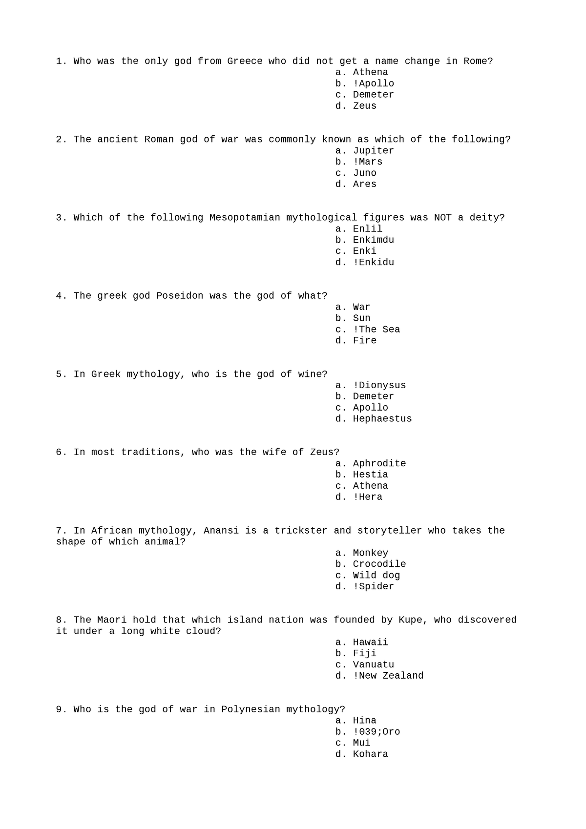 SCI627Questions6 Science notes Who was the only god from Greece