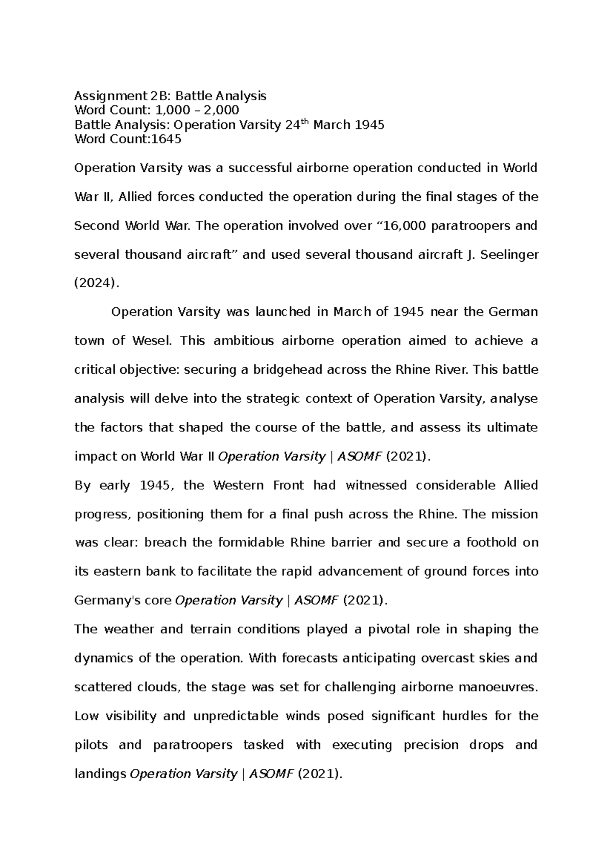 Assignment 2B - ... - Assignment 2B: Battle Analysis Word Count: 1,000 ...