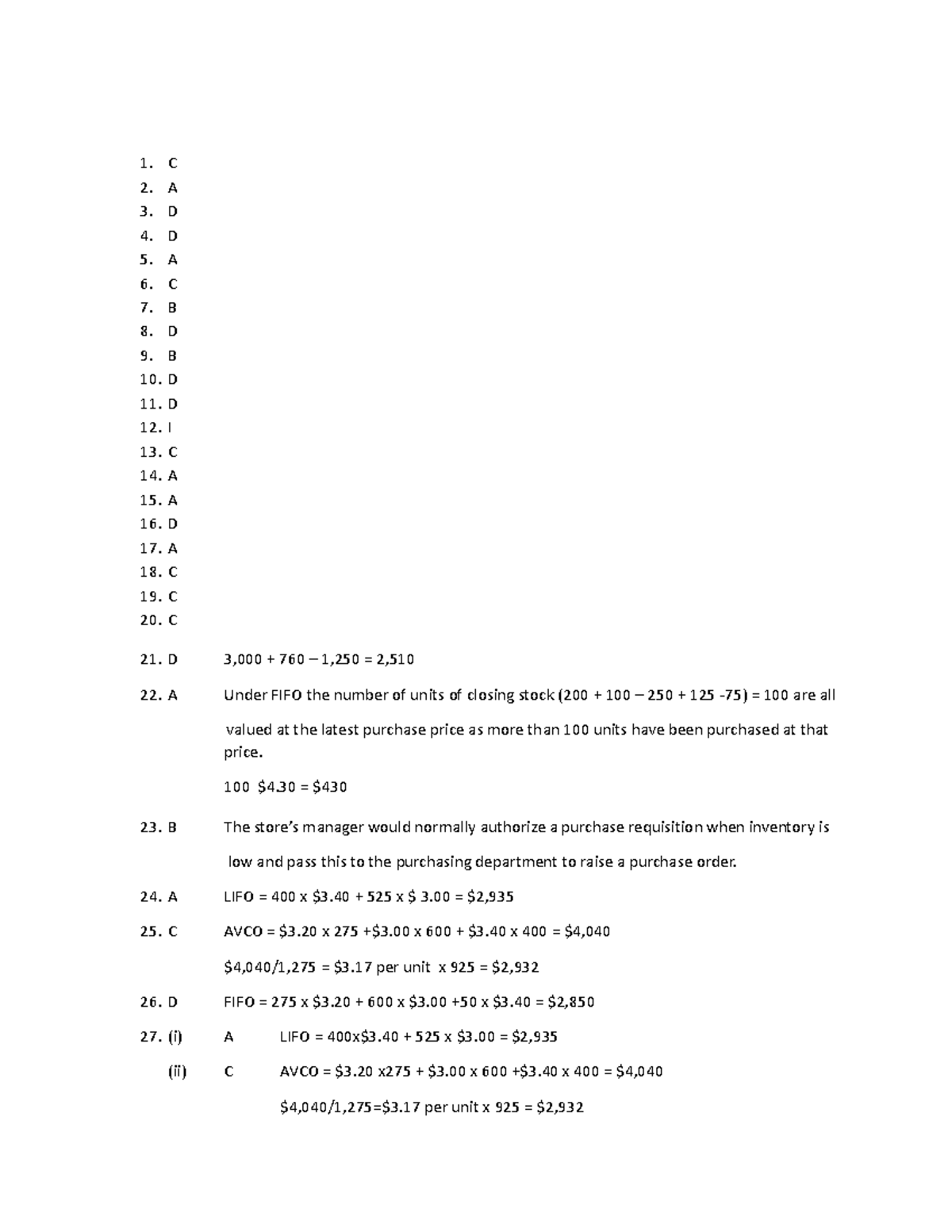 Material (A) - It helps - 1. C 2. A 3. D 4. D 5. A 6. C 7. B 8. D 9. B ...