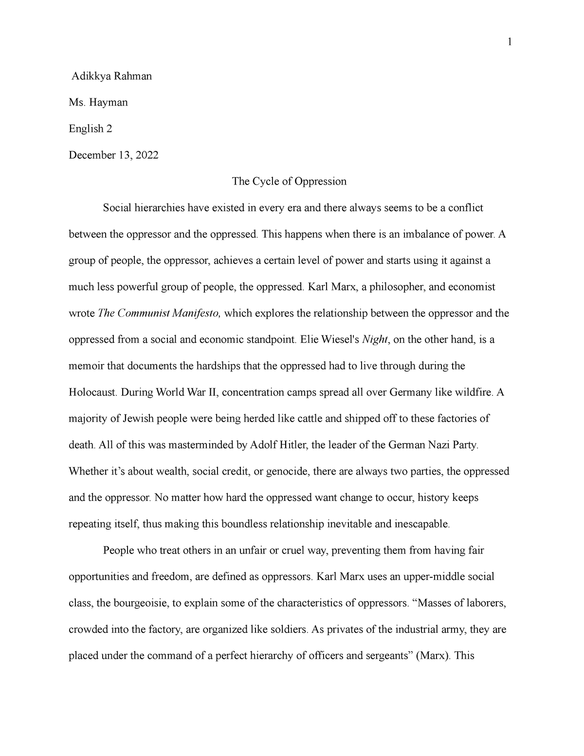 oppression and education essay