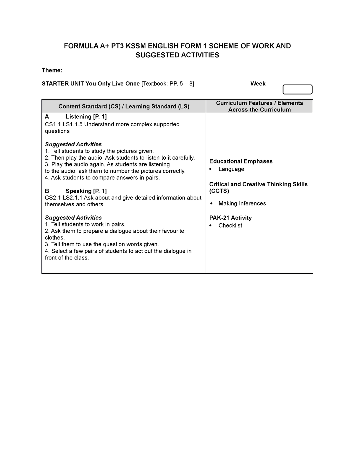 pt3 english essay marking scheme 2020