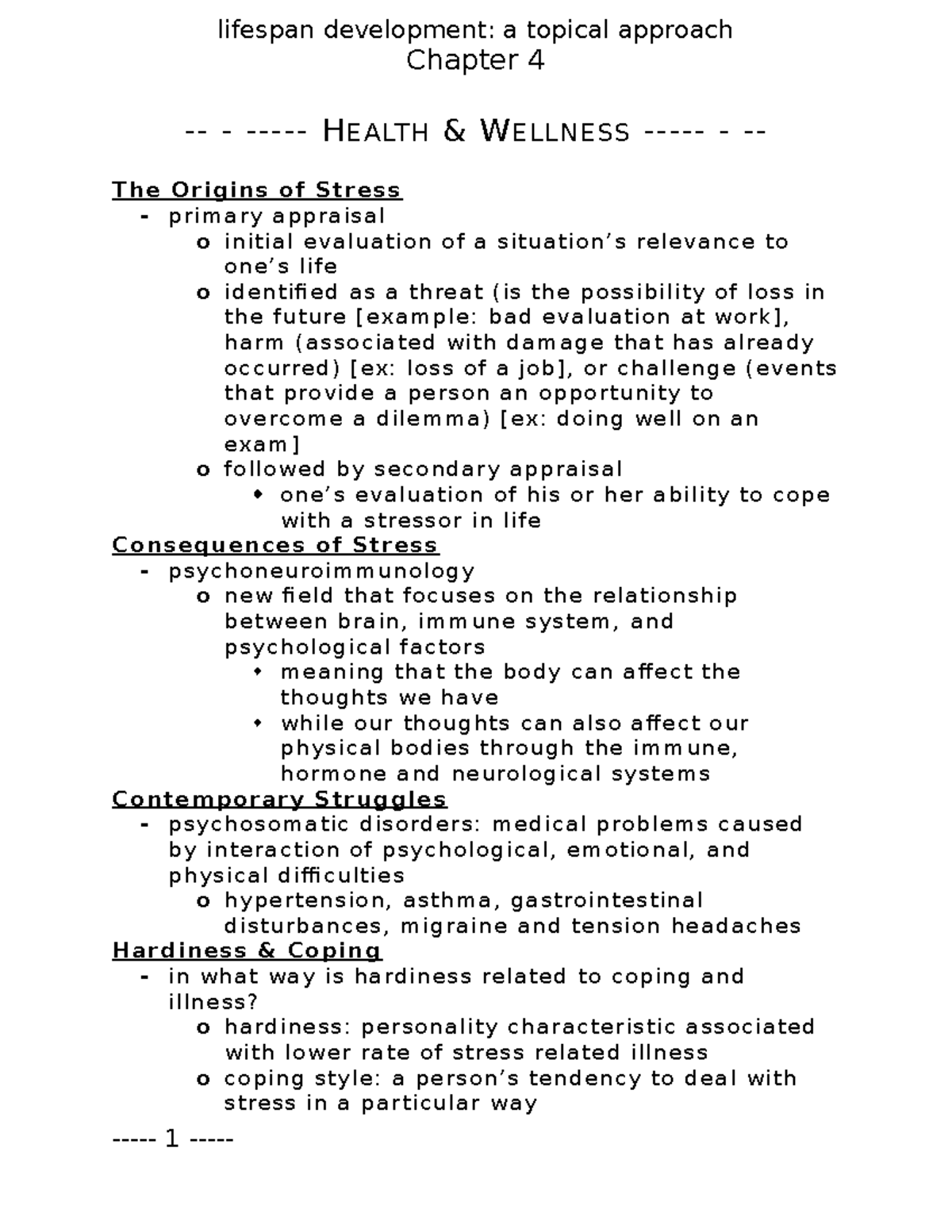 Chapter 4 Notes Prof Pollack Book Used Lifespan Development A Chapter 4 Notes Prof Pollack Book Used Lifespan Development A