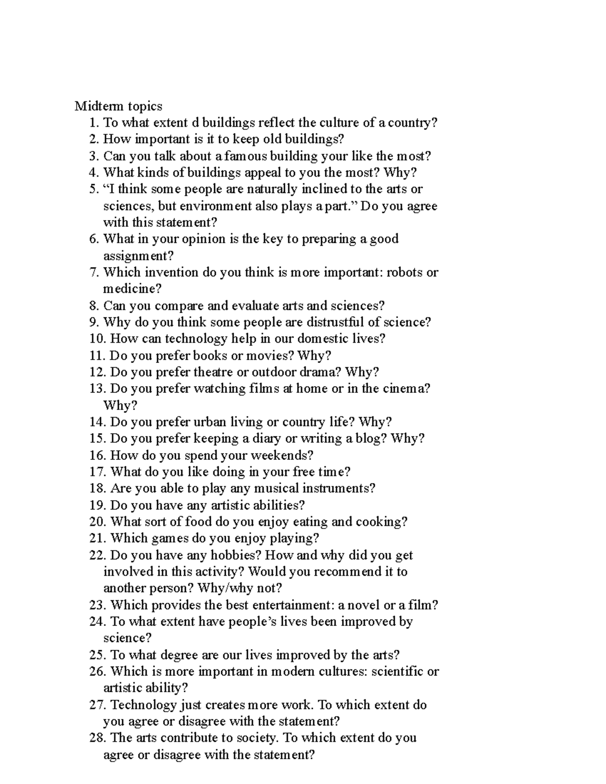 Open Midterm topics - Ucycyxyctc - Midterm topics 1. To what extent d ...