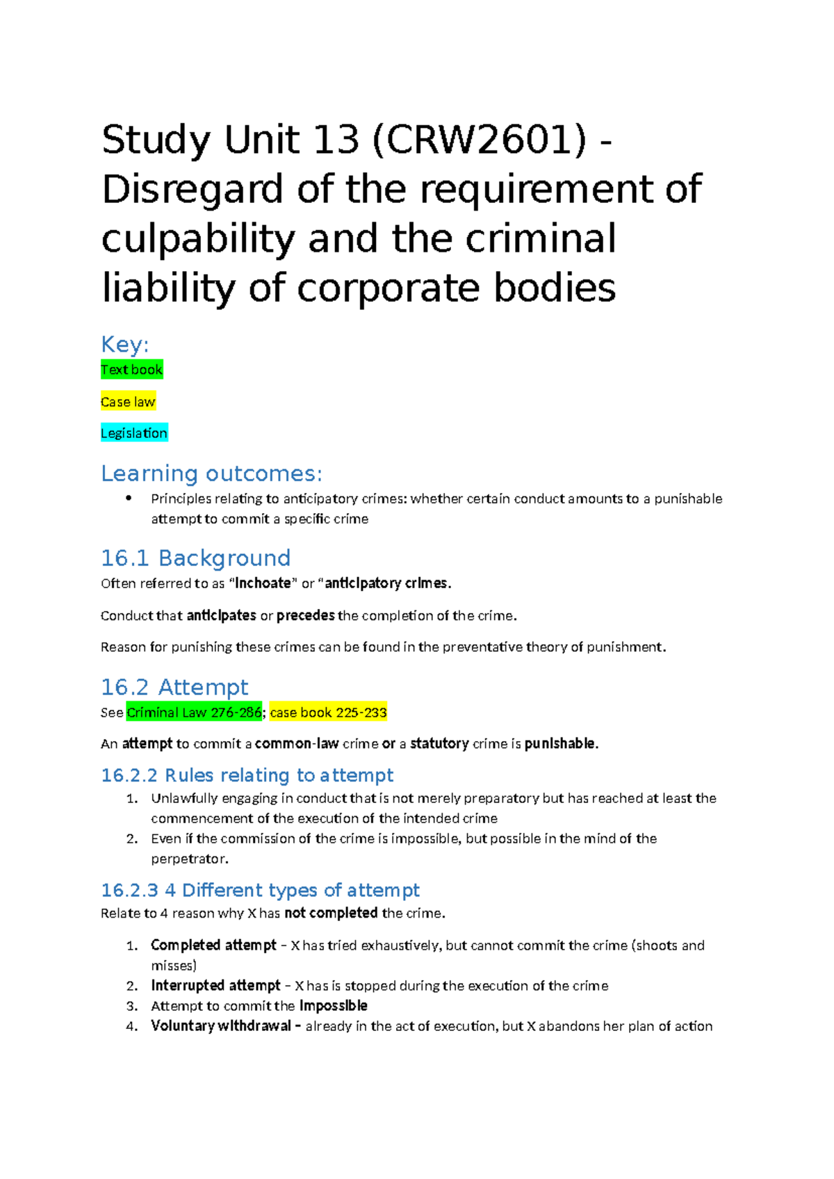 CRW2601-Study-Unit-16-Attempt-conspiracy-and-incitement - Study Unit 13 ...
