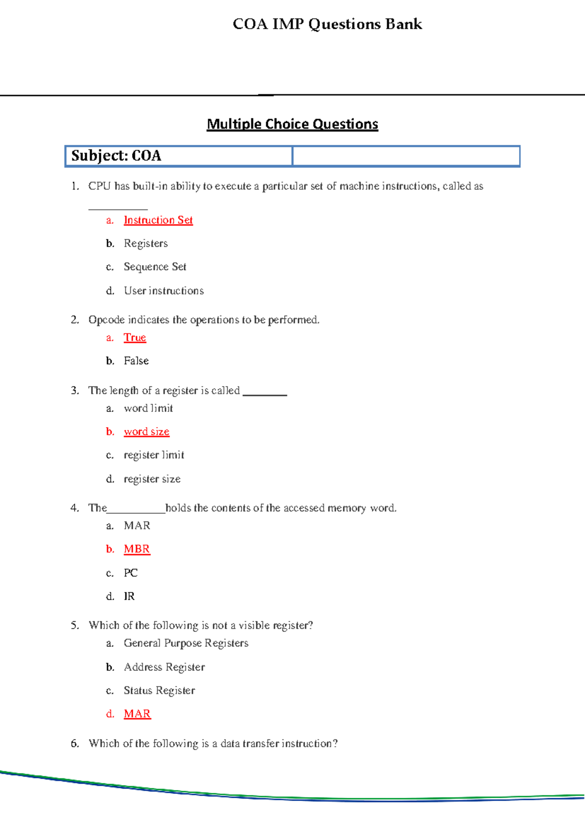 Mcq Of Computer Organization & Architecture-3340705 - Computer ...