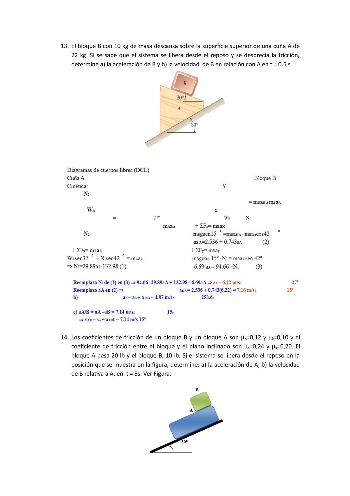 3 Dinamica Problemas- Fisica - El Bloque B Con 10 Kg De Masa Descansa ...