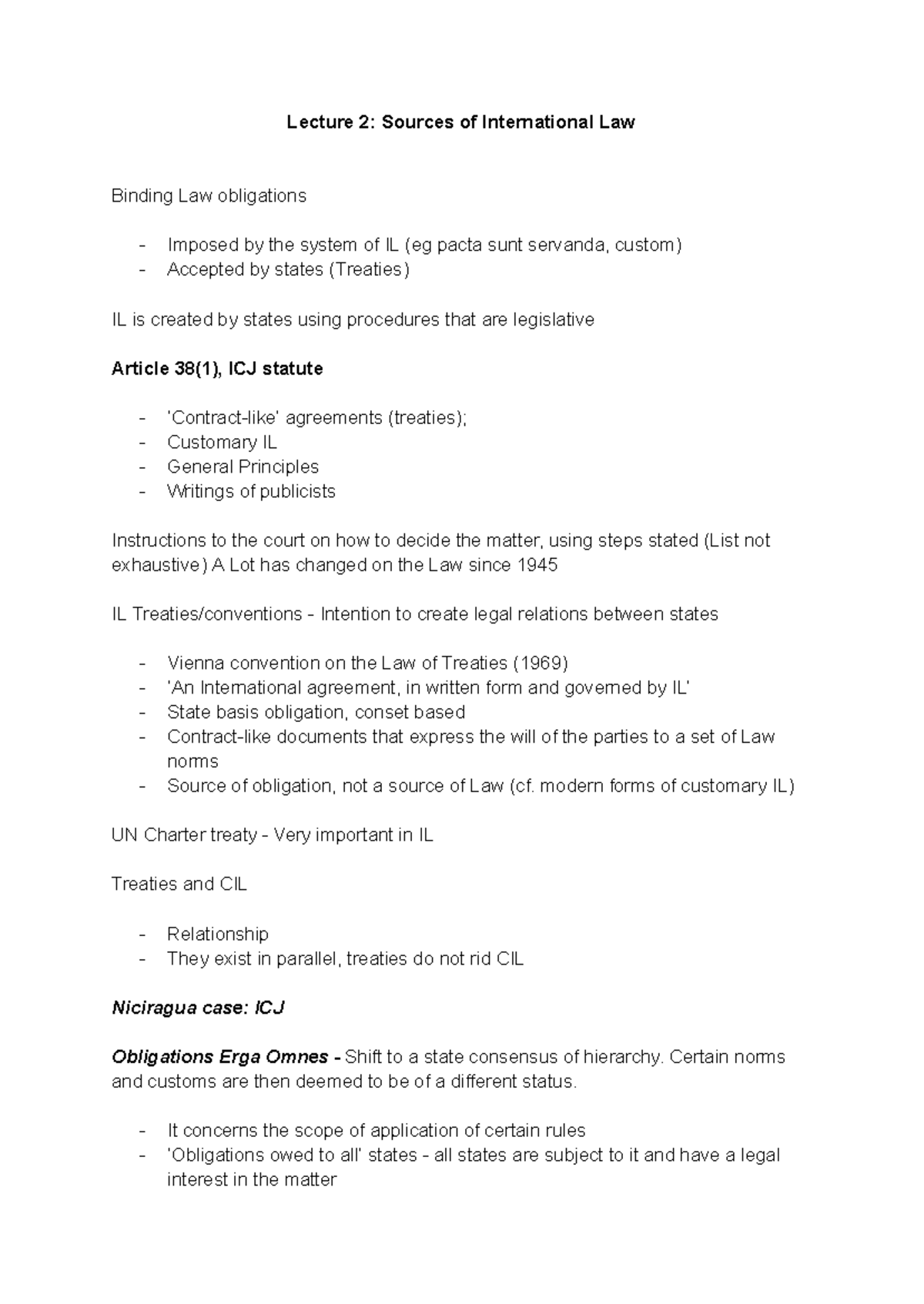 Lecture 2 Sources of International Law - modern forms of customary IL ...