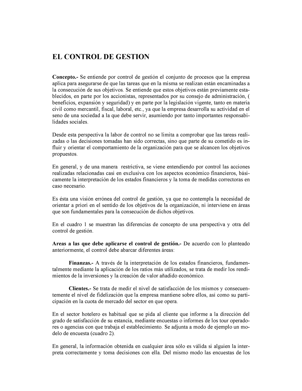 Control De Gestion El Control De Gestion Concepto Se Entiende Por Control De Gestión El 0630