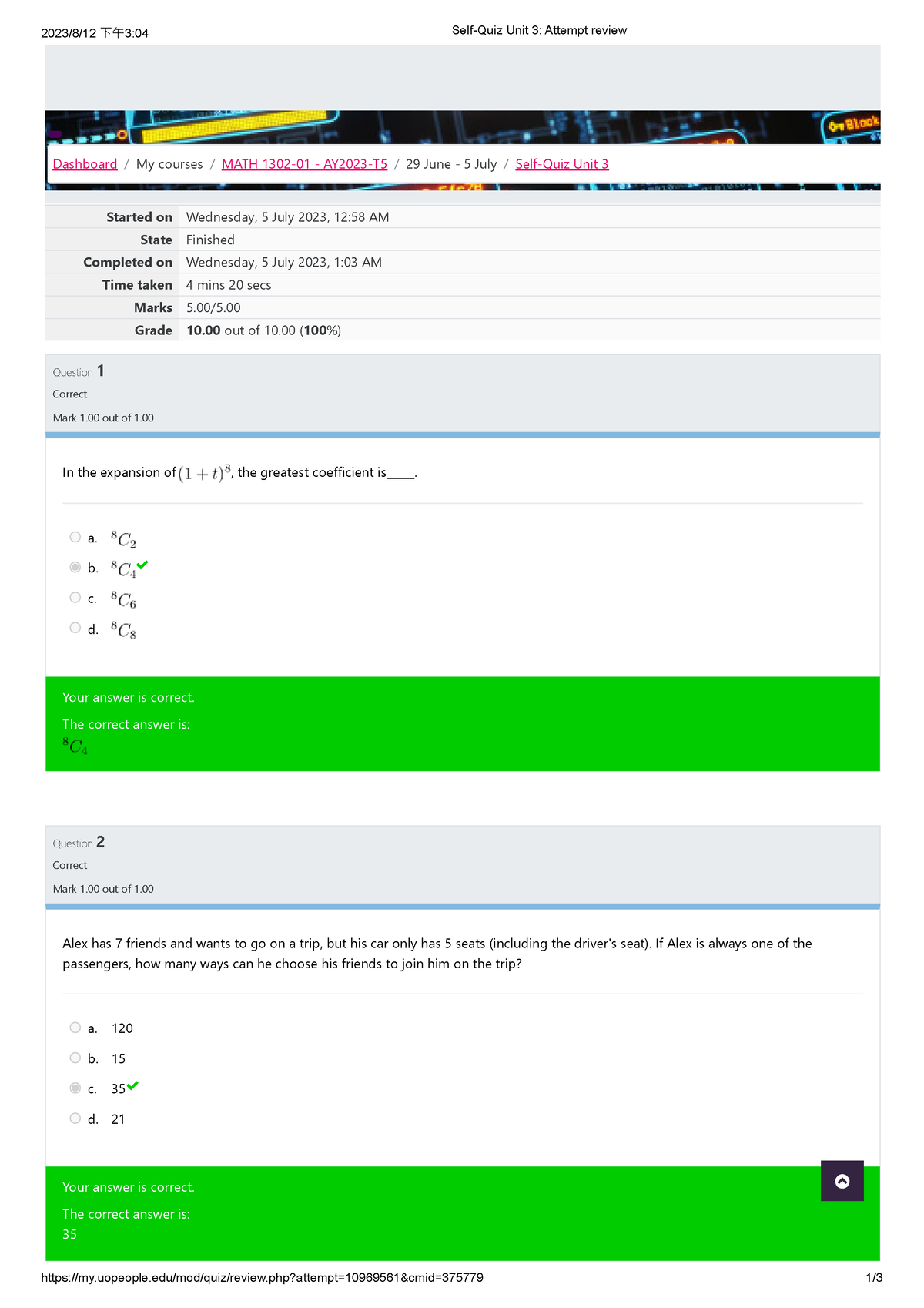 Self-Quiz Unit 3 Attempt Review 2 - 2023/8/12 下午3:04 Self-Quiz Unit 3 ...