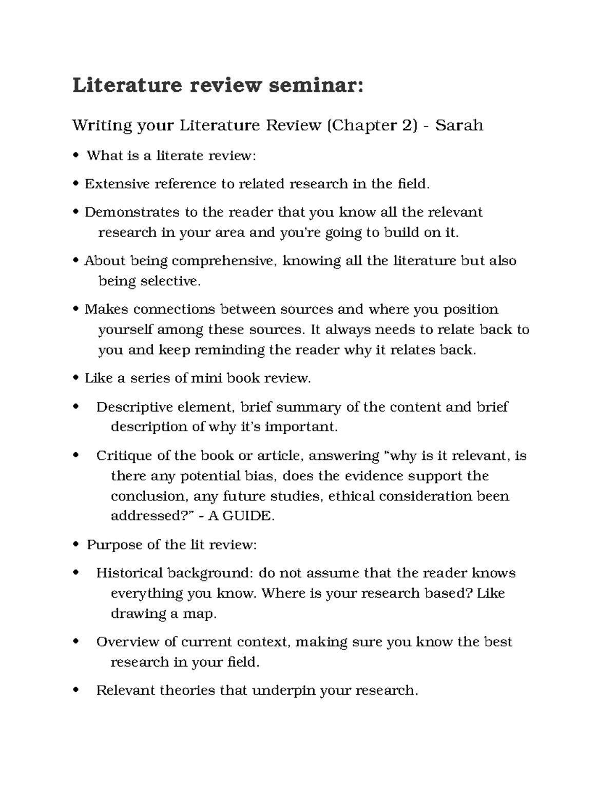 Writing a lit review studocu Literature review seminar Writing your